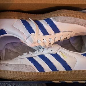 Adidas Samba White and Blue Sneakers